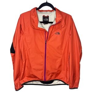 Women's North Face Red/Orange Windbreaker Jacket Full Zip- Small